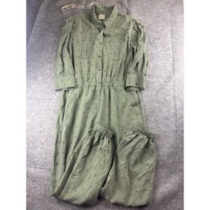 Jaded Gypsy Women's L/XL Long Sleeve Green‎ Star Jumpsuit Boiler Jumpsuit Artsy